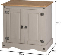 Mews Corona Sideboard Grey 2 Door Cupboard Solid Mexican Pine Storage - thumbnail 6