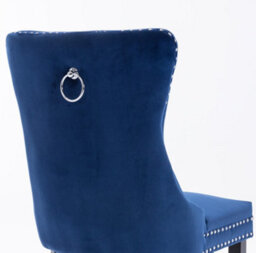 HomeTouch Set Of 6 Lux Blue Velvet Knocker Kitchen Dining Chairs Bedroom Chairs With High Wing Back - thumbnail 9