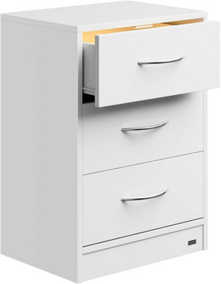Casaria Eloise 3-Drawer Bedside Table Led Lighting White 54X39X28Cm - image 1