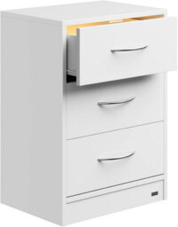 Casaria Eloise 3-Drawer Bedside Table Led Lighting White 54X39X28Cm - thumbnail 1