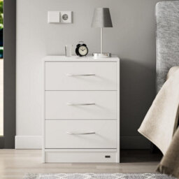 Casaria Eloise 3-Drawer Bedside Table Led Lighting White 54X39X28Cm - thumbnail 3