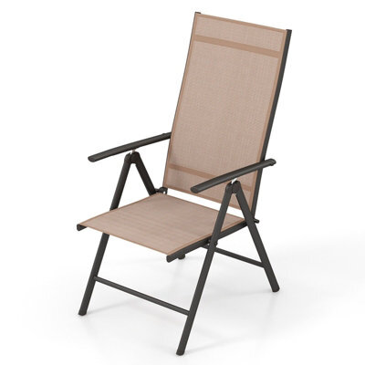 Gainoom 1 Pcs Brown Patio Folding Dining Chairs Adjustable Outdoor Reclining Chairs - image 1