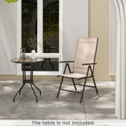 Gainoom 1 Pcs Brown Patio Folding Dining Chairs Adjustable Outdoor Reclining Chairs - thumbnail 9