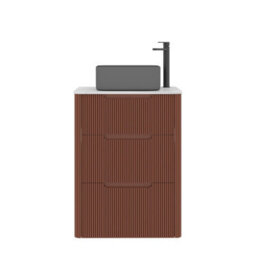 Royal Bathrooms Avenza 600mm Terracotta Clay Floor Standing Countertop Bathroom Vanity Unit 3 Drawer With Art Square Basin - thumbnail 6