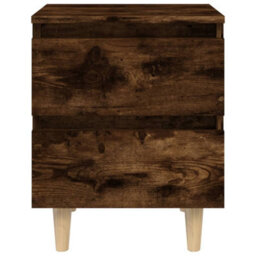 Berkfield Bed Cabinet With Solid Wood Legs Smoked Oak 40X35X50 Cm - thumbnail 5