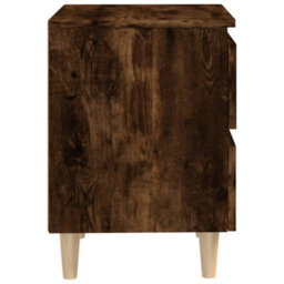 Berkfield Bed Cabinet With Solid Wood Legs Smoked Oak 40X35X50 Cm - thumbnail 6