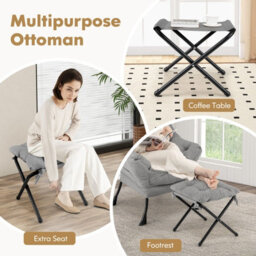 Gainoom Lazy Chair With Ottoman Modern Accent Chair With Folding Footrest - thumbnail 9