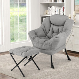 Gainoom Lazy Chair With Ottoman Modern Accent Chair With Folding Footrest - thumbnail 3