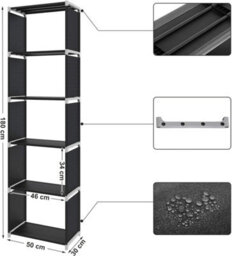 Songmics Shelf With 5 Open Cubes, Display Cabinet, Bookcase With Open Shelves For Home/studio/living Room Organiser, Black - thumbnail 7