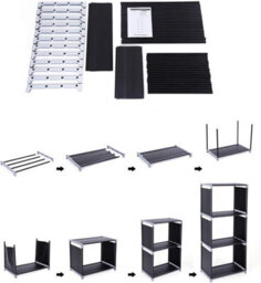 Songmics Shelf With 5 Open Cubes, Display Cabinet, Bookcase With Open Shelves For Home/studio/living Room Organiser, Black - thumbnail 6