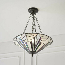 Tiffany Glass Hanging Ceiling Pendant Light Dark Bronze 3 Lamp Shade I00075 - thumbnail 4