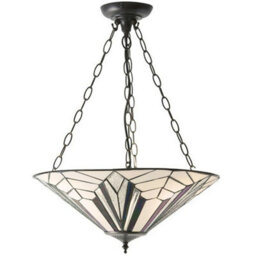 Tiffany Glass Hanging Ceiling Pendant Light Dark Bronze 3 Lamp Shade I00075