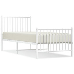 Berkfield Metal Bed Frame With Headboard And Footboard White 80X200 Cm - thumbnail 2