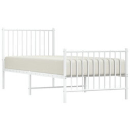 Berkfield Metal Bed Frame With Headboard And Footboard White 80X200 Cm - thumbnail 3