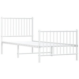Berkfield Metal Bed Frame With Headboard And Footboard White 80X200 Cm - thumbnail 4