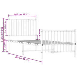 Berkfield Metal Bed Frame With Headboard And Footboard White 80X200 Cm - thumbnail 9