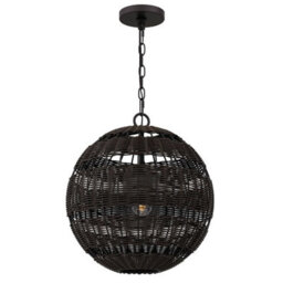Luminosa Lighting Elstead Quoizel Lindendale Spherical Pendant Ceiling Light Contemporary Western Bronze Ip44 1X E27 - thumbnail 1