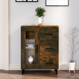 Berkfield Sideboard Smoked Oak 69.5X34X90 Cm Engineered Wood - thumbnail 1