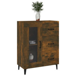 Berkfield Sideboard Smoked Oak 69.5X34X90 Cm Engineered Wood - thumbnail 4