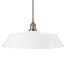 White Large Chancery Painted Dome Pendant Light With Brushed Chrome Lamp Holder And Grey Twisted Cable - Se Home - thumbnail 1