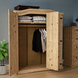 3 Door Wardrobe Mexican Solid Pine Wood Bedroom Clothes Storage Furniture - thumbnail 4