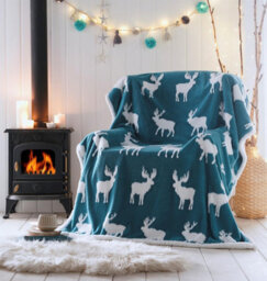 Portfolio Home Moose Sherpa Fleece Throw 130X170Cm  Blue