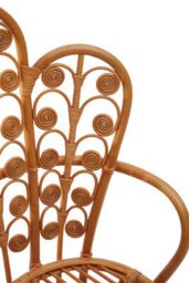 Orsina Brown Natural Rattan Scalloped Back Chair, High Back Rattan Lounge Chair, Outdoor Rattan Chair For Garden - thumbnail 4