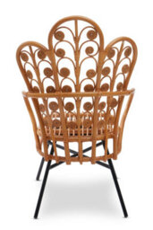 Orsina Brown Natural Rattan Scalloped Back Chair, High Back Rattan Lounge Chair, Outdoor Rattan Chair For Garden - thumbnail 2