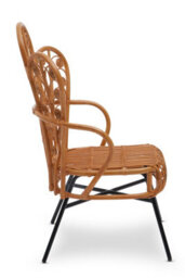 Orsina Brown Natural Rattan Scalloped Back Chair, High Back Rattan Lounge Chair, Outdoor Rattan Chair For Garden - thumbnail 3