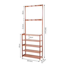 Fativo 3In1 Entryway Coat Rack Hall Tree Shoe Storage Stand Shelf Scarf Handbag Hangers, 184.5Cm H - thumbnail 2