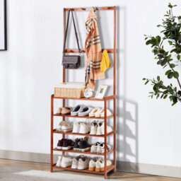 Fativo 3In1 Entryway Coat Rack Hall Tree Shoe Storage Stand Shelf Scarf Handbag Hangers, 184.5Cm H - thumbnail 7