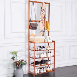 Fativo 3In1 Entryway Coat Rack Hall Tree Shoe Storage Stand Shelf Scarf Handbag Hangers, 184.5Cm H - thumbnail 8