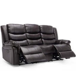 More4Homes Seattle Electric High Back Bonded Leather Recliner 3 Seater Sofa (Brown) - thumbnail 3