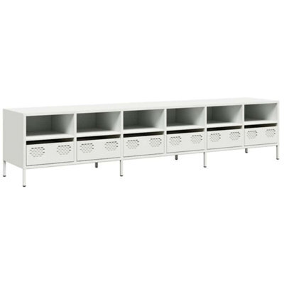 Berkfield Sturdy Tv Cabinet White 202X39X43.5 Cm Cold-Rolled Steel