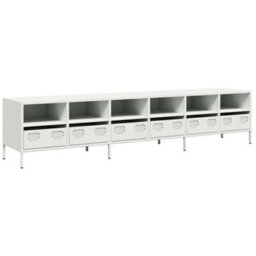 Berkfield Sturdy Tv Cabinet White 202X39X43.5 Cm Cold-Rolled Steel