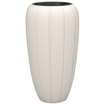 Lamela™ Ribbed Gaja Large Vase Cream White Planter With Removable Liner D40 H78Cm