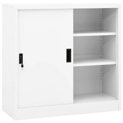 Berkfield Office Cabinet With Sliding Door White 90X40X90 Cm Steel - image 1