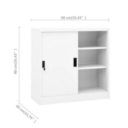 Berkfield Office Cabinet With Sliding Door White 90X40X90 Cm Steel - thumbnail 8