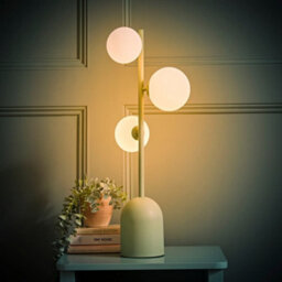 Valuelights Marlow Sage Green 3 Way Bedside Table Lamp With Glass Globe Lampshade - Led Bulbs Included - thumbnail 3
