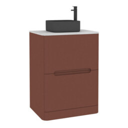 Royal Bathrooms Venice 600mm Terracotta Clay Freestanding Bathroom Countertop Vanity Unit 2 Drawer With Art Square Basin - thumbnail 7