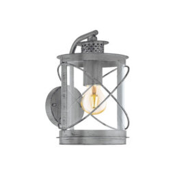 Elegant Ip44 Outdoor Wall Light In Antique Silver With Glass Loop Lantern Design - thumbnail 1