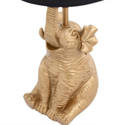 First Choice Lighting Elephant Gold Resin Table Lamp With Black Fabric Shade - thumbnail 5