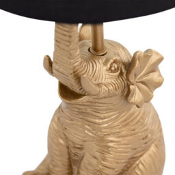 First Choice Lighting Elephant Gold Resin Table Lamp With Black Fabric Shade - thumbnail 7
