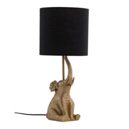First Choice Lighting Elephant Gold Resin Table Lamp With Black Fabric Shade - thumbnail 2
