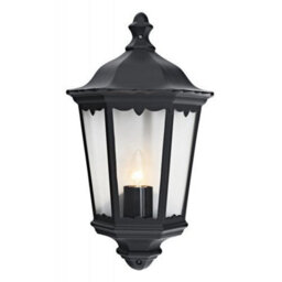 Happy Homewares Traditional Black Cast Aluminium Outdoor Lantern Wall Light - thumbnail 1