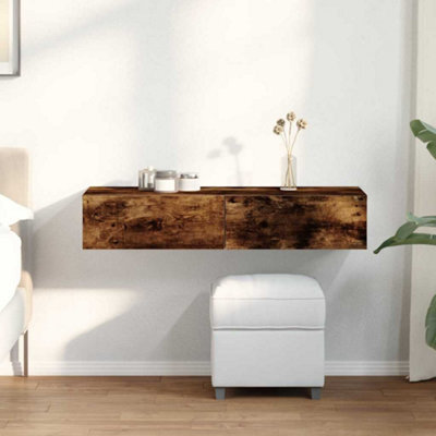 Berkfield Wall Shelf With Drawers Smoked Oak 100X36X19 Cm Engineered Wood - image 1