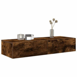 Berkfield Wall Shelf With Drawers Smoked Oak 100X36X19 Cm Engineered Wood - thumbnail 3