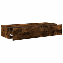 Berkfield Wall Shelf With Drawers Smoked Oak 100X36X19 Cm Engineered Wood - thumbnail 7