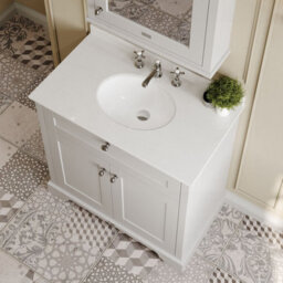Hudson Reed Floor Standing 2 Door Traditional Vanity Unit With 3 Tap Hole White Marble Top & Basin, Timeless Sand, 820 X 470 mm - thumbnail 3
