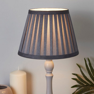 Lighting Collection Charcoal Pleat Textured Tapered Fabric Table Lamp Shade - image 1